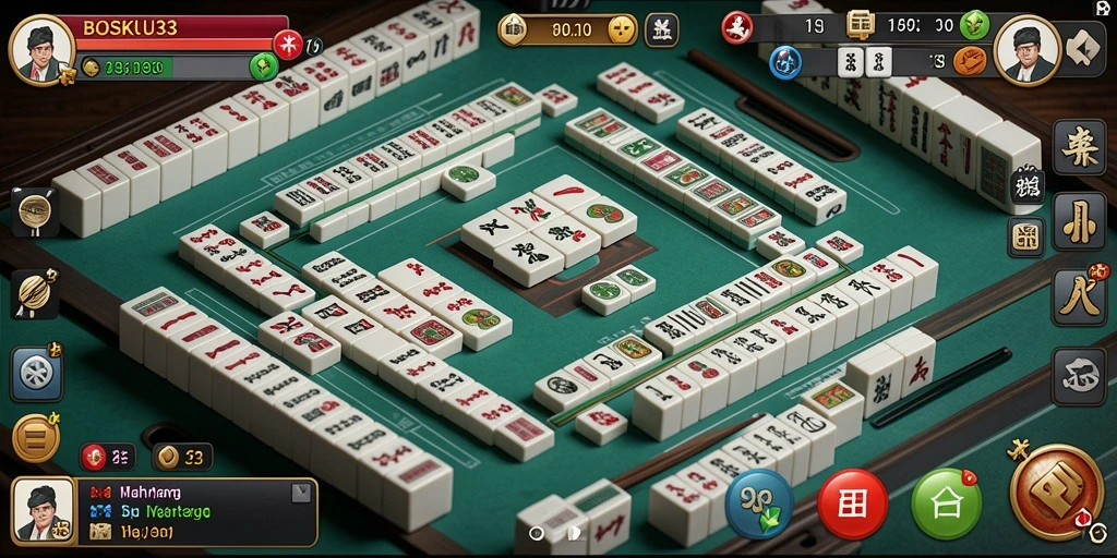 Tampilan gameplay seru dalam permainan Mahjong BOSKU33.