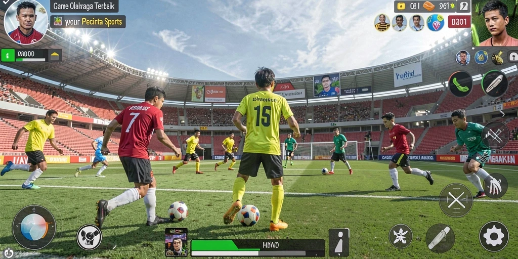 Gameplay D06 menampilkan aksi olahraga yang seru dan mendebarkan.