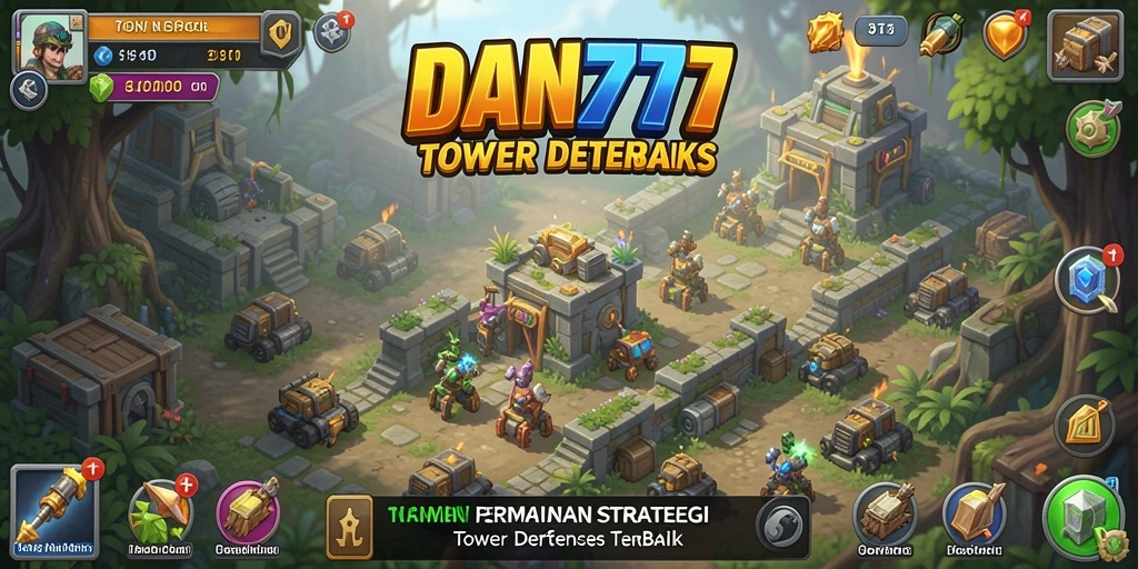 Tampilan gameplay DAN777 yang mendebarkan di medan perang Tower Defense.