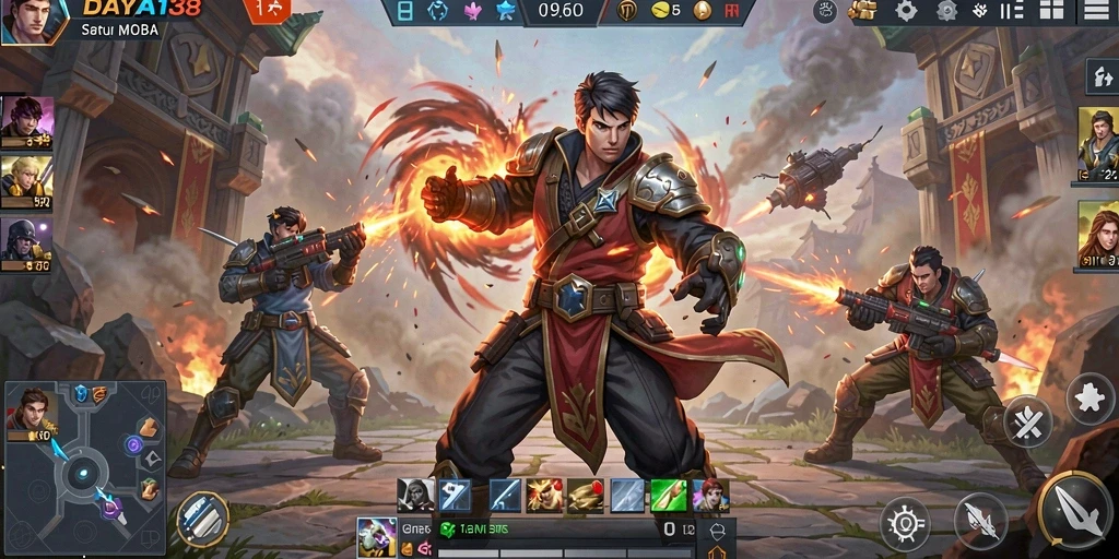 Tampilan gameplay seru dari DAYA138 dalam pertempuran tim.