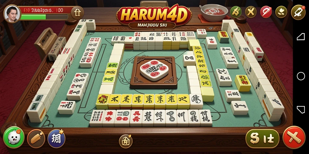 Tampilan gameplay seru dari HARUM4D menampilkan aksi Mahjong yang menantang.