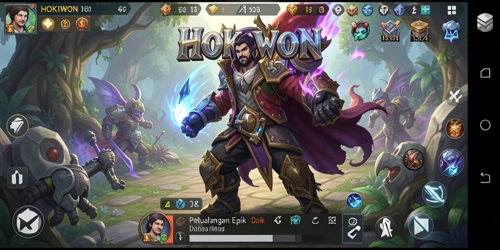 Tangkapan layar gameplay HOKIWON menampilkan pertarungan seru dan interaksi karakter di dunia MMORPG.