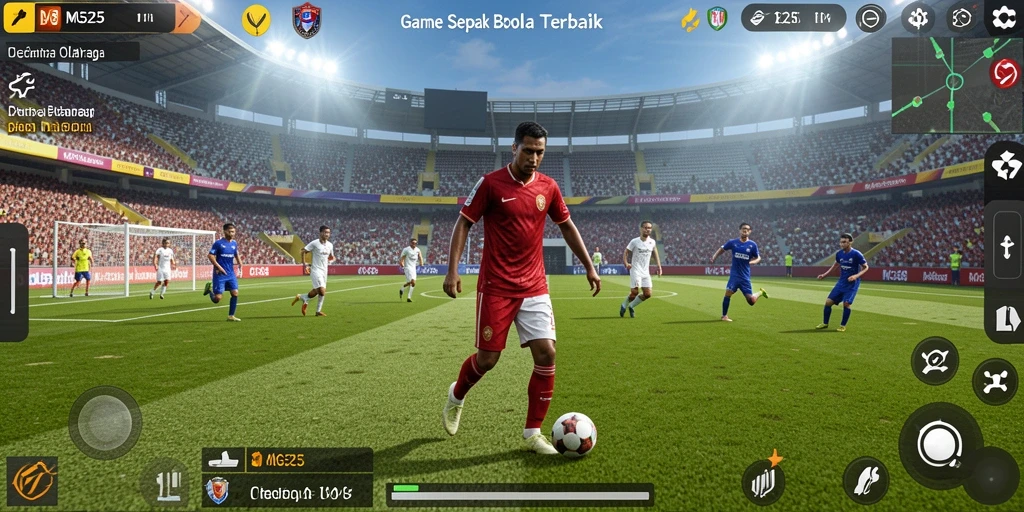 Screenshot MG525 menampilkan aksi seru di lapangan sepak bola.