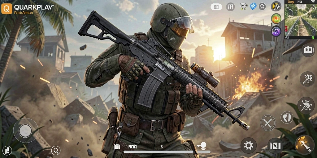 Tangkapan layar gameplay aksi menegangkan di QUARKPLAY.