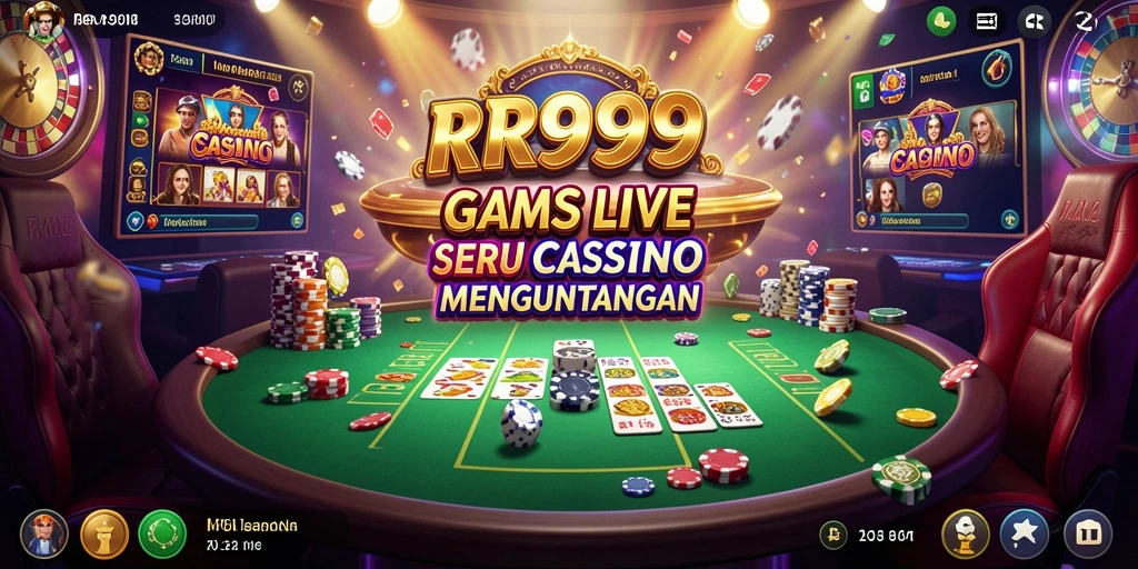 Screenshot RR999 menampilkan dealer langsung dan gameplay kasino yang imersif.