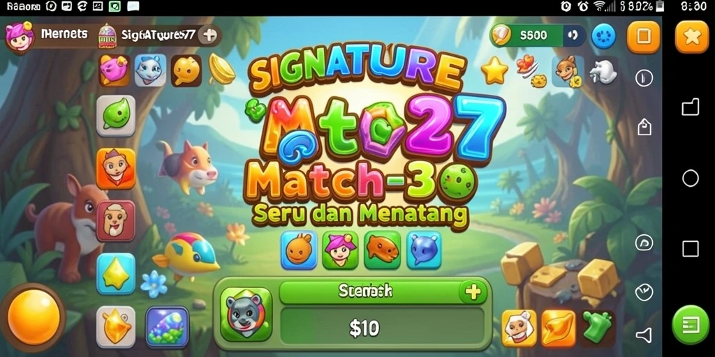 Gameplay seru SIGNATURE77 dengan tantangan Match-3 yang menarik.